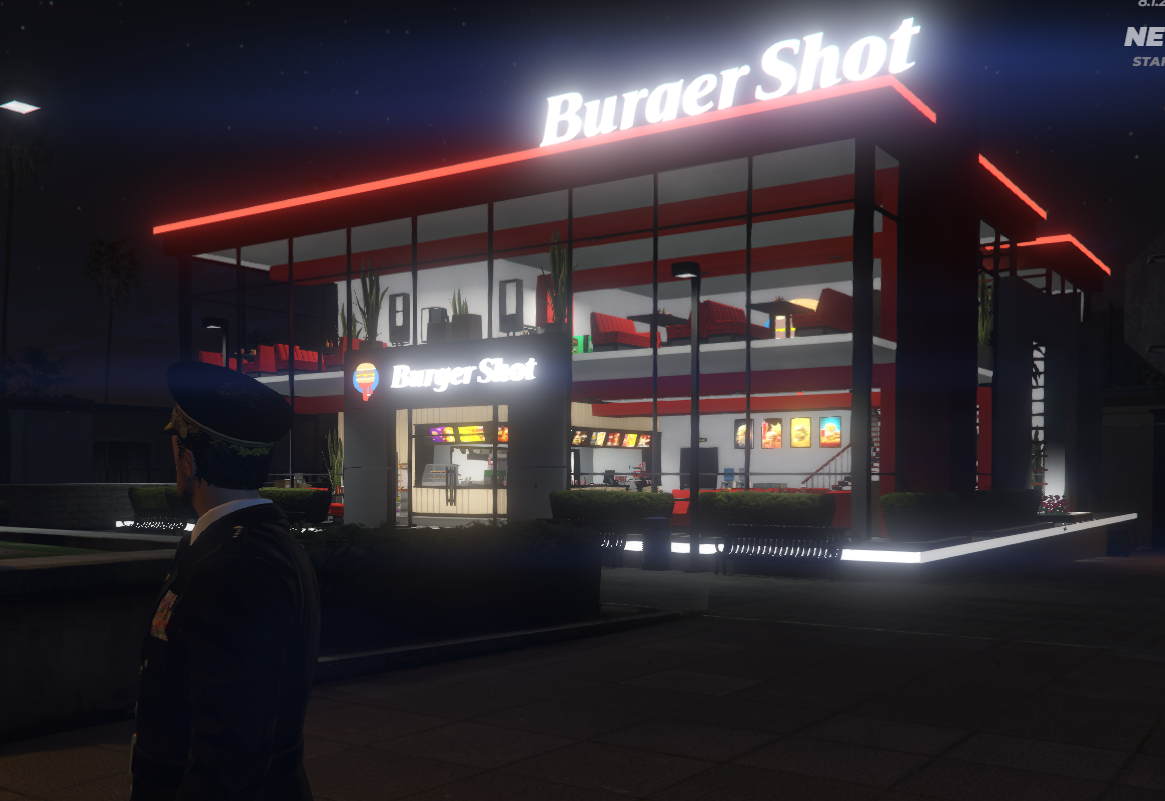 Burger Shot in Neon Bay bei Nacht